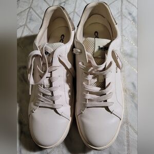 COACH Clip Leather Top Sneakers Women's Size 11B Chalk/Khaki